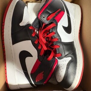 Jordan Kids Black, White, and Red Sneakers